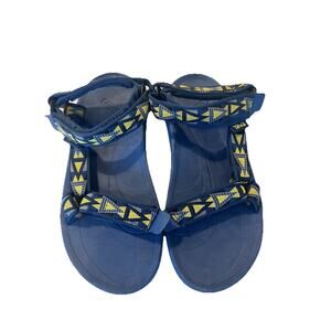 Teva blue/yellow rubber sandals mens size 5‎